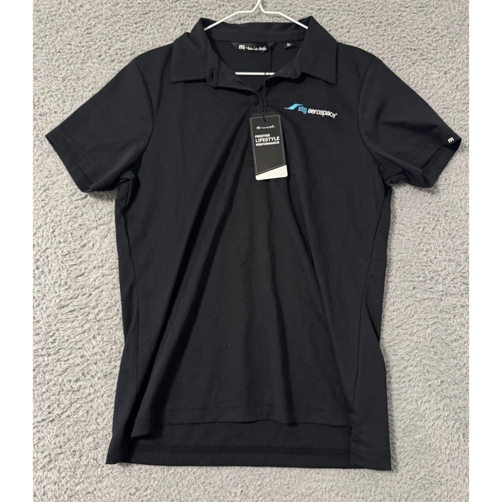 Travis Mathew Shirt Women's L Oceanside Performance Polo Black‎ Golf NWT